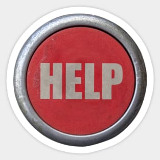 Red Industrial Help Button Sticker